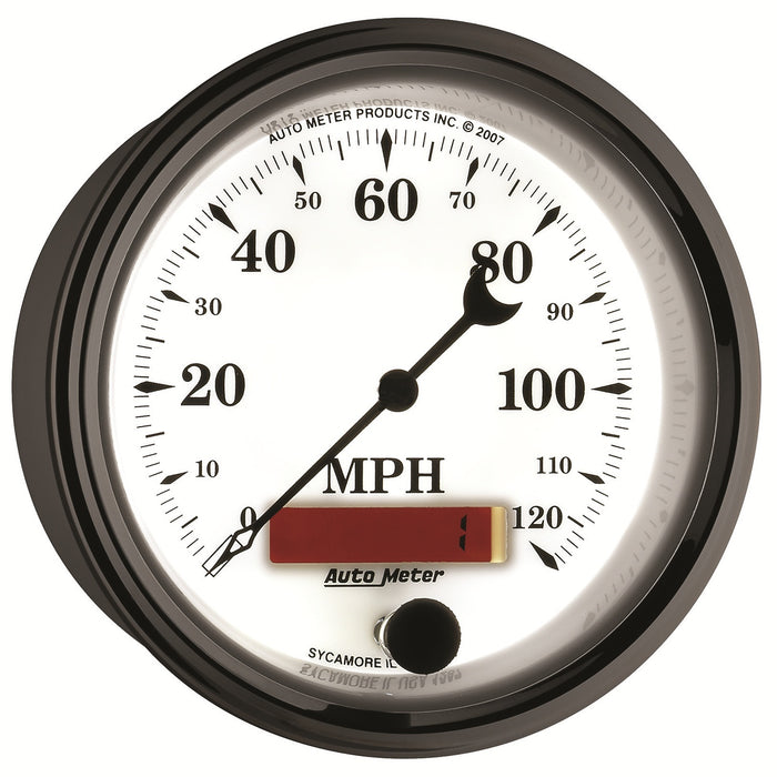 AutoMeter 1287 GAUGE; SPEEDOMETER; 3 3/8in.; 120MPH; ELEC. PROG. W/LCD ODO; OLD TYME WHT II - Truck Part Superstore