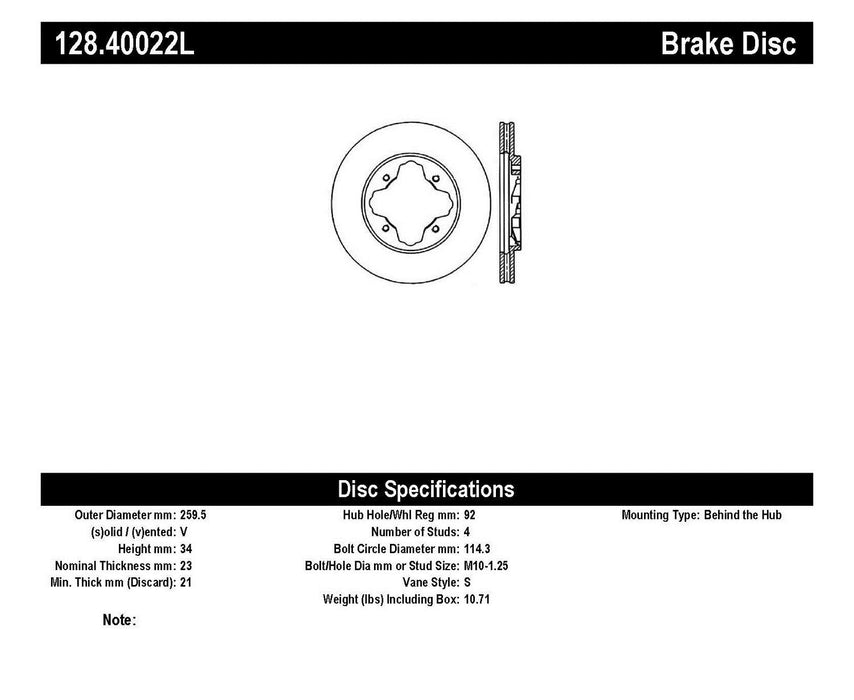 StopTech 128.40022L StopTech Sport Cross Drilled Brake Rotor; Front Left - Truck Part Superstore