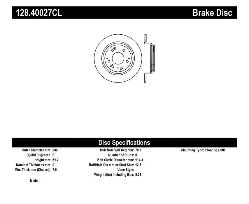 StopTech 128.40027CL StopTech Sport Cryo Cross Drilled Brake Rotor; Rear Left - Truck Part Superstore