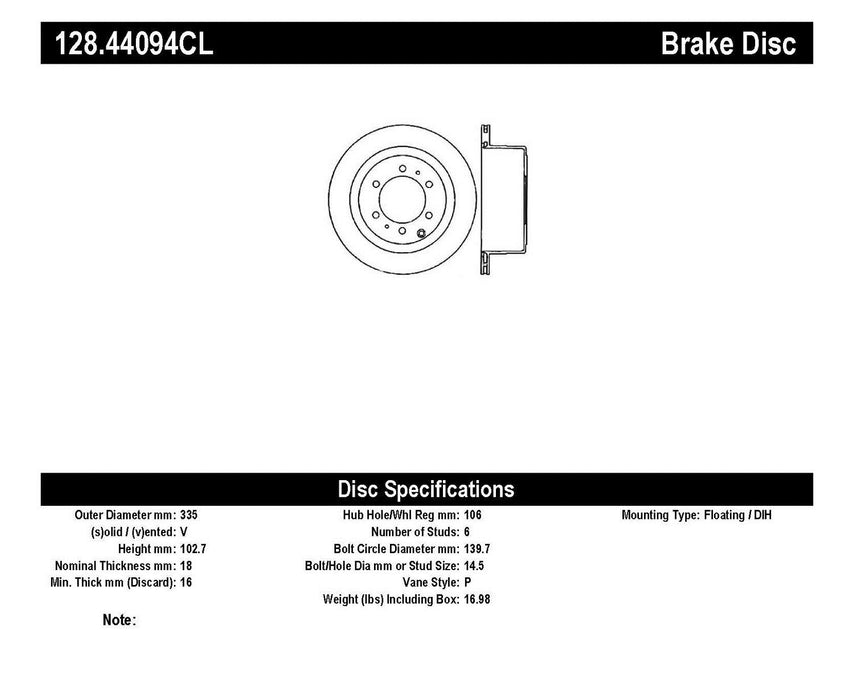 StopTech 128.44094CL StopTech Sport Cryo Cross Drilled Brake Rotor; Rear Left - Truck Part Superstore