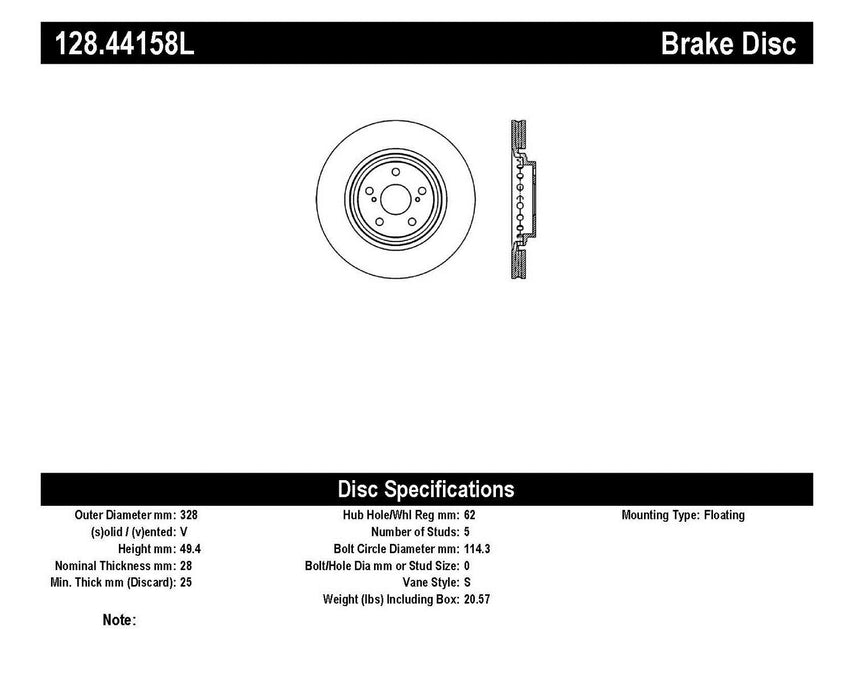 StopTech 128.44158L StopTech Sport Cross Drilled Brake Rotor; Front Left - Truck Part Superstore