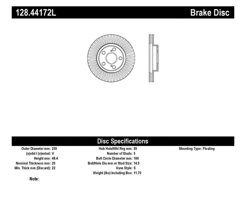 StopTech 128.44172L StopTech Sport Cross Drilled Brake Rotor; Front Left - Truck Part Superstore