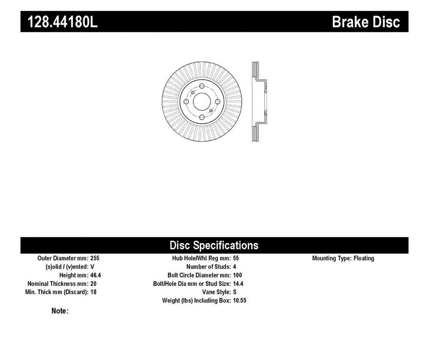 StopTech 128.44180L StopTech Sport Cross Drilled Brake Rotor; Front Left - Truck Part Superstore
