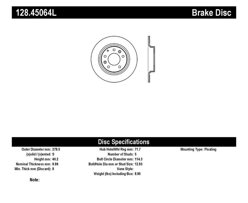 StopTech 128.45064L StopTech Sport Cross Drilled Brake Rotor; Rear Left - Truck Part Superstore