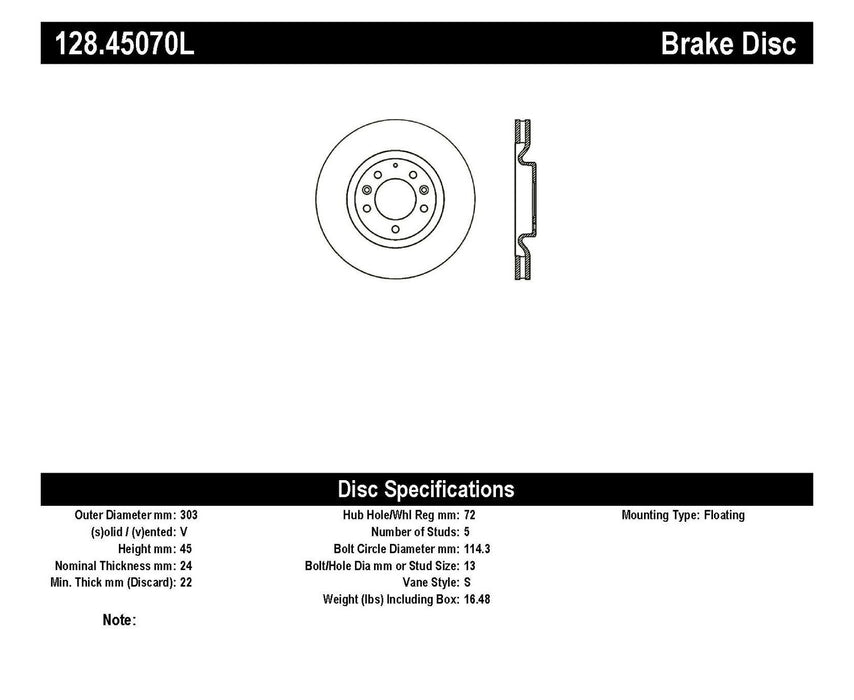 StopTech 128.45070L StopTech Sport Cross Drilled Brake Rotor; Front Left - Truck Part Superstore