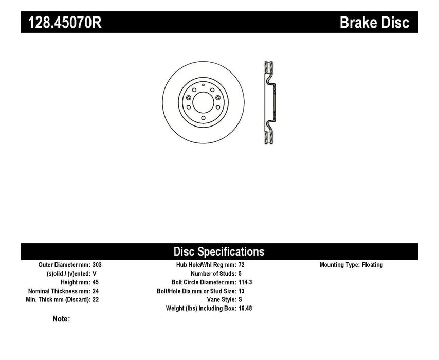 StopTech 128.45070R StopTech Sport Cross Drilled Brake Rotor; Front Right - Truck Part Superstore