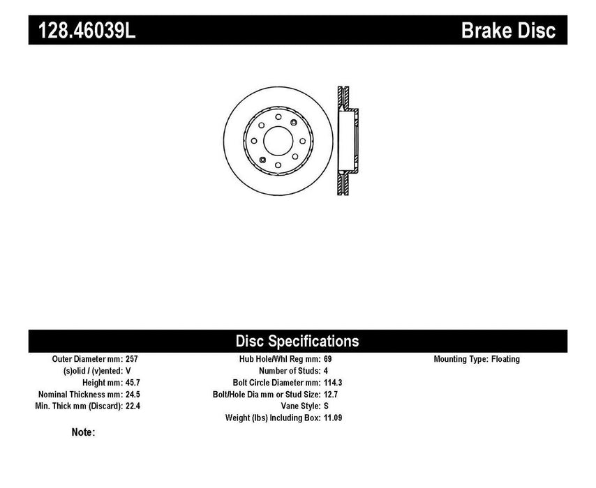 StopTech 128.46039L StopTech Sport Cross Drilled Brake Rotor; Front Left - Truck Part Superstore