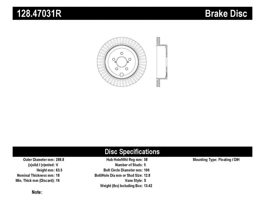 StopTech 128.47031R StopTech Sport Cross Drilled Brake Rotor; Rear Right - Truck Part Superstore