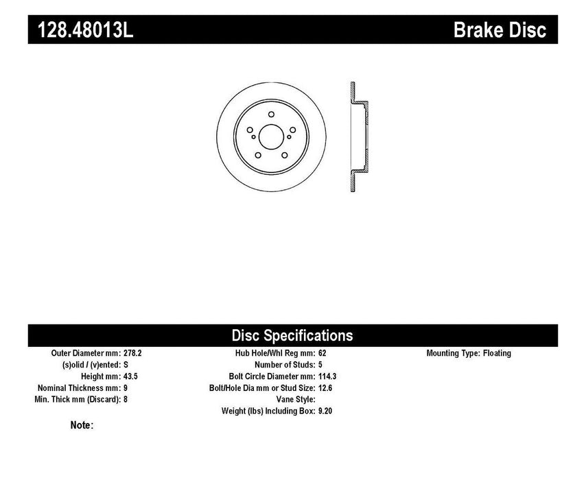 StopTech 128.48013L StopTech Sport Cross Drilled Brake Rotor; Rear Left - Truck Part Superstore