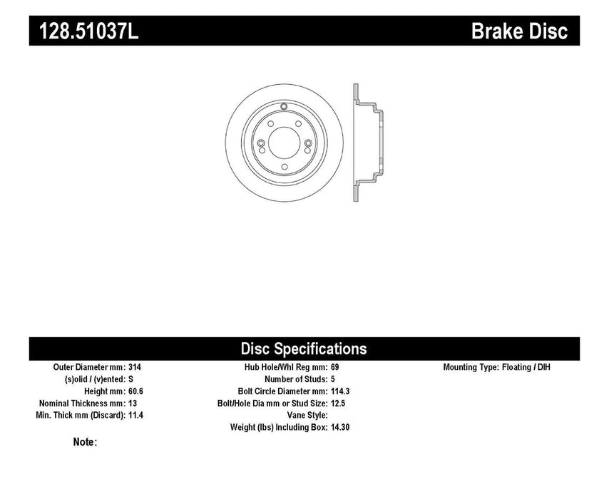 StopTech 128.51037L StopTech Sport Cross Drilled Brake Rotor; Rear Left - Truck Part Superstore