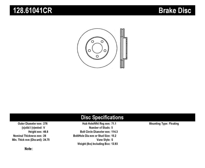 StopTech 128.61041CR StopTech Sport Cryo Cross Drilled Brake Rotor; Front Right - Truck Part Superstore