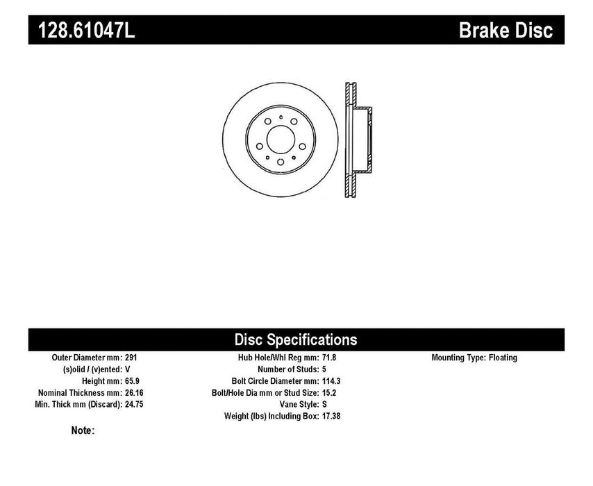 StopTech 128.61047L StopTech Sport Cross Drilled Brake Rotor; Front Left - Truck Part Superstore