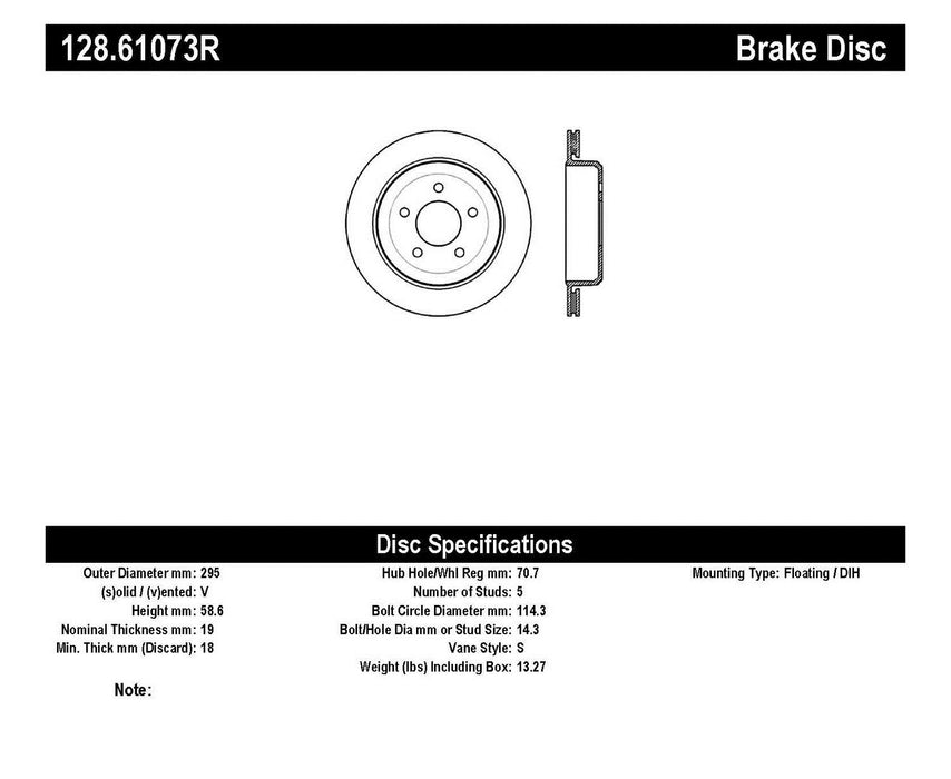 StopTech 128.61073R StopTech Sport Cross Drilled Brake Rotor; Rear Right - Truck Part Superstore