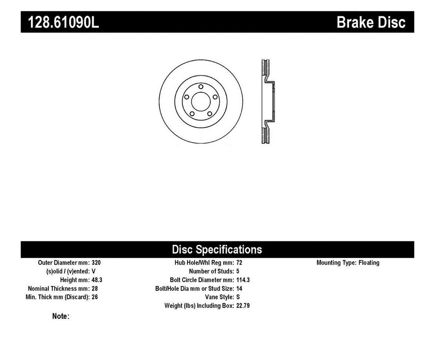 StopTech 128.61090L StopTech Sport Cross Drilled Brake Rotor; Front Left - Truck Part Superstore