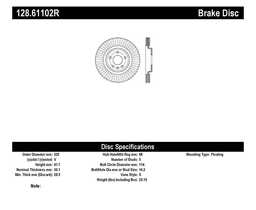 StopTech 128.61102R StopTech Sport Cross Drilled Brake Rotor; Front Right - Truck Part Superstore