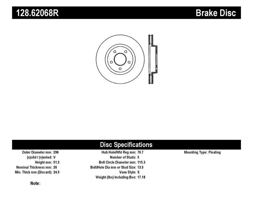 StopTech 128.62068R StopTech Sport Cross Drilled Brake Rotor; Front Right - Truck Part Superstore