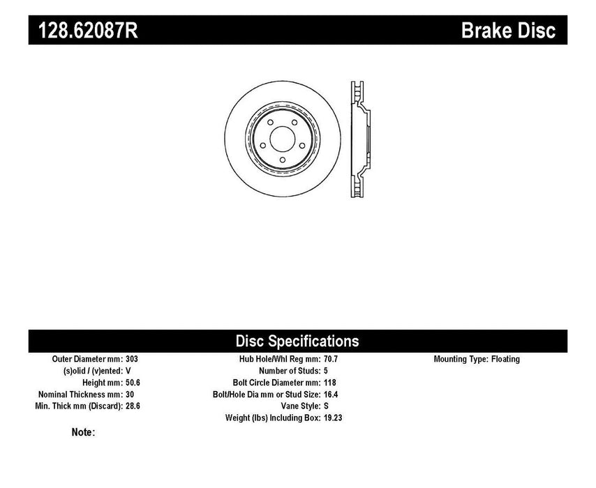 StopTech 128.62087R StopTech Sport Cross Drilled Brake Rotor; Front Right - Truck Part Superstore