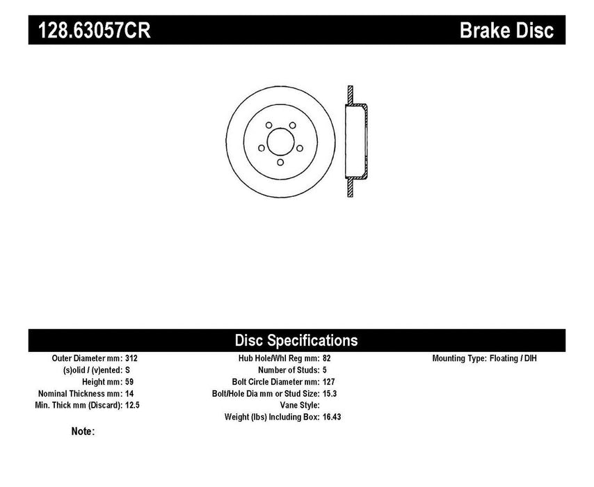 StopTech 128.63057CR StopTech Sport Cryo Cross Drilled Brake Rotor; Rear Right - Truck Part Superstore