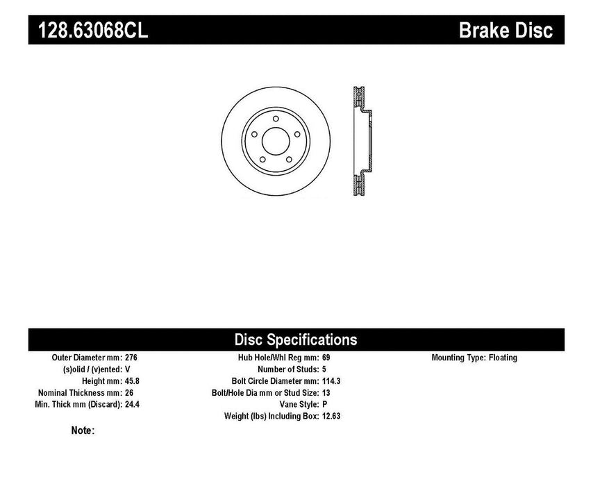 StopTech 128.63068CL StopTech Sport Cryo Cross Drilled Brake Rotor; Front Left - Truck Part Superstore