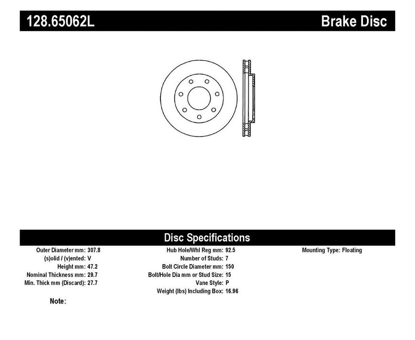 StopTech 128.65062L StopTech Sport Cross Drilled Brake Rotor; Front Left - Truck Part Superstore