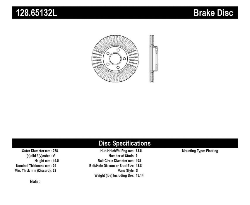 StopTech 128.65132L StopTech Sport Cross Drilled Brake Rotor; Front Left - Truck Part Superstore