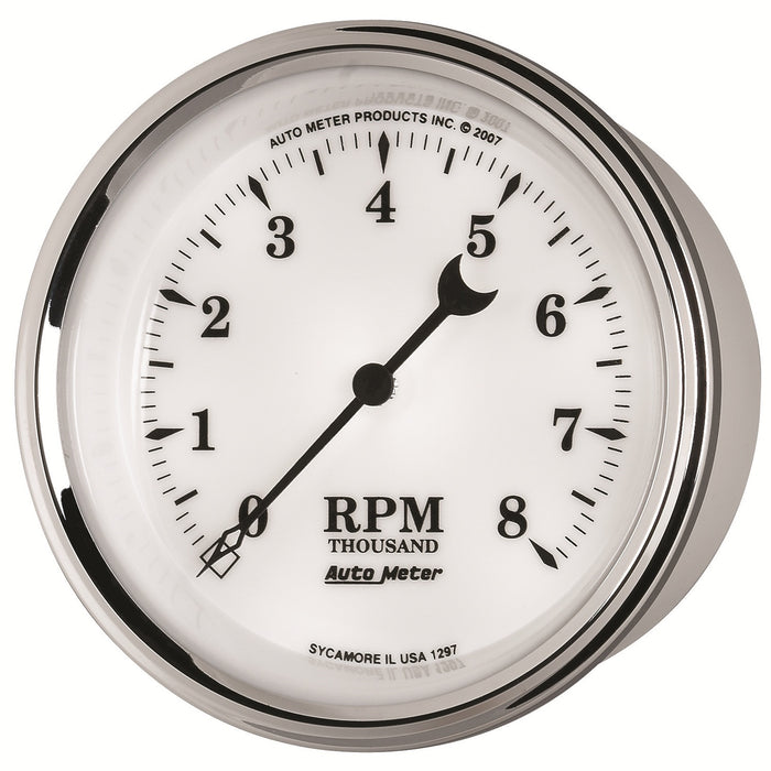 AutoMeter 1297 GAUGE; TACHOMETER; 3 3/8in.; 8K RPM; IN-DASH; OLD TYME WHITE II - Truck Part Superstore
