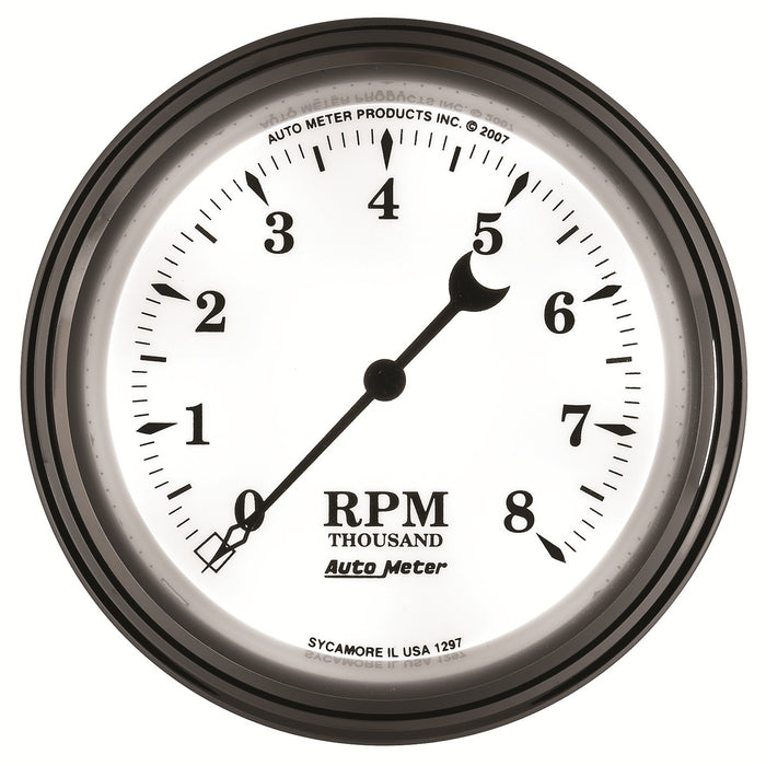 AutoMeter 1297 GAUGE; TACHOMETER; 3 3/8in.; 8K RPM; IN-DASH; OLD TYME WHITE II - Truck Part Superstore