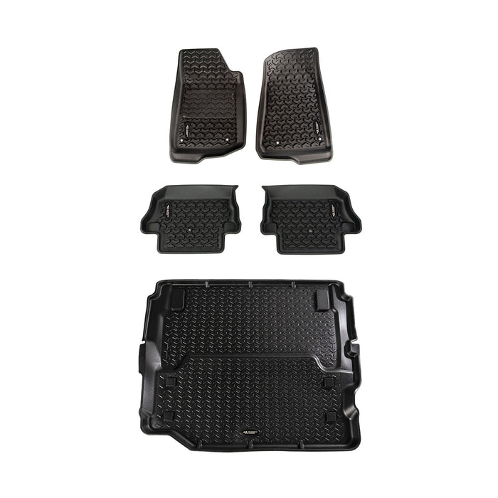 Rugged Ridge 12988.07 All Terrain Floor Liner; Front/Rear; Black; 5 pc; Incl. Full Cargo Liner; - Truck Part Superstore