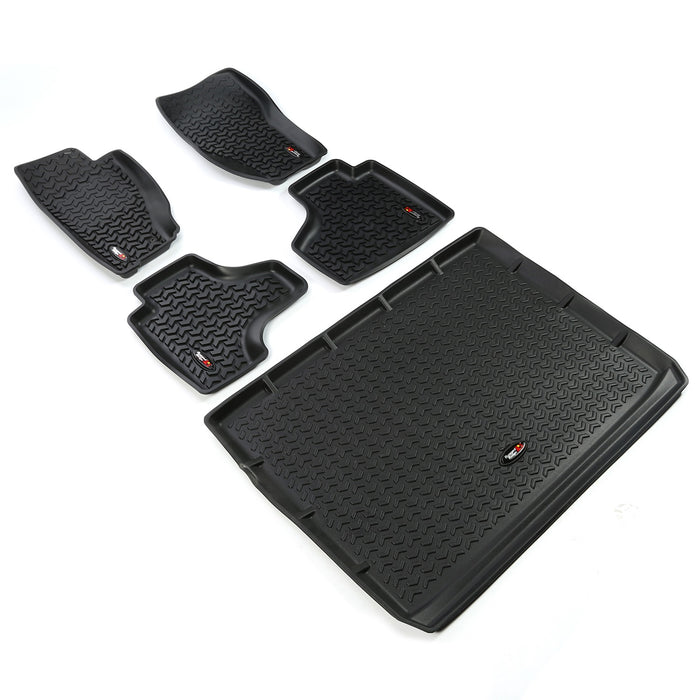 Rugged Ridge 12988.28 All Terrain Floor Liner; Front And Rear; 5-Piece; Includes Cargo Liner; Black; - Truck Part Superstore