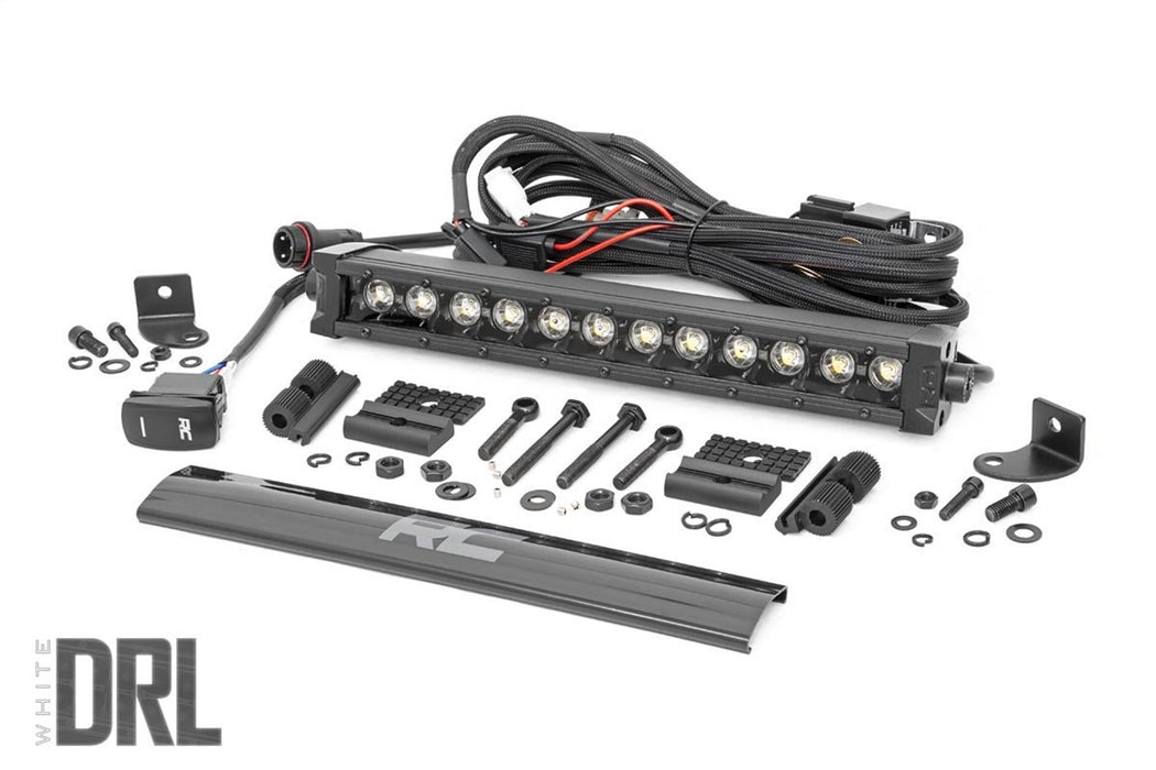 Rough Country 70712BLDRL 12 Inch CREE LED Light Bar Single Row Black Series w/Cool White DRL Rough Country - Truck Part Superstore