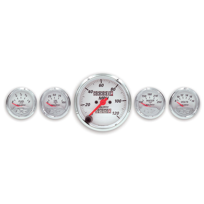AutoMeter 1300-00408 GAUGE KIT; 5 PC.; 3 1/8in./2 1/16in.; MECH. SPEEDO.; CHEVROLET HERITAGE BOWTIE - Truck Part Superstore
