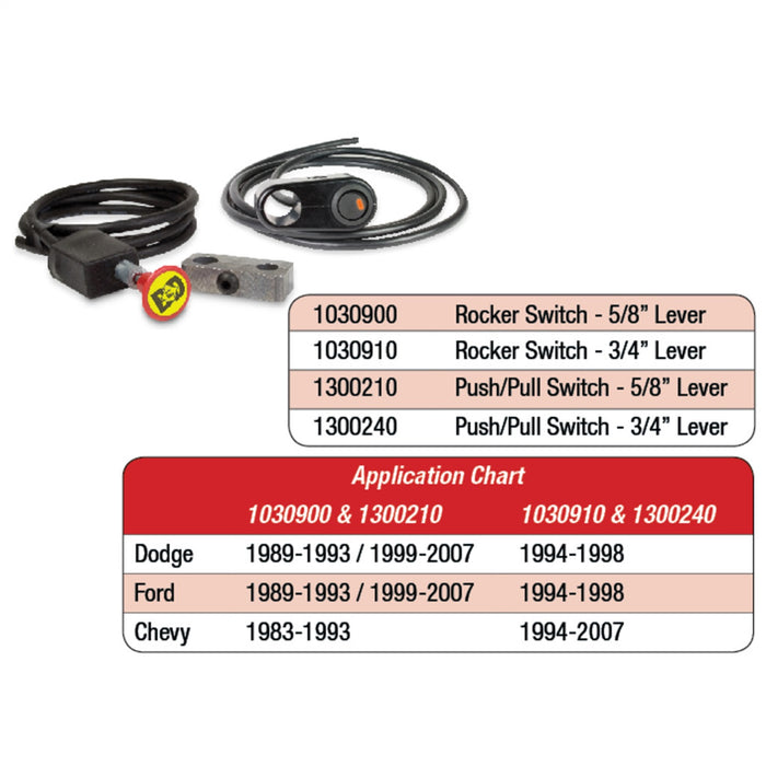 BD Diesel 1300210 Exhaust Brake Push/Pull Switch Kit; 5/8 in. Manual Lever; - Truck Part Superstore