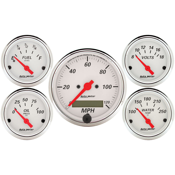 AutoMeter 1302 GAUGE KIT; 5 PC.; 3 1/8in./2 1/16in.; ELEC. SPEEDOMETER; ARCTIC WHITE - Truck Part Superstore
