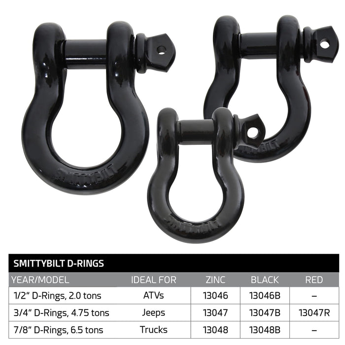 Smittybilt 13046B D-Ring 1/2 Inch 2 Ton Rating Black Smittybilt - Truck Part Superstore