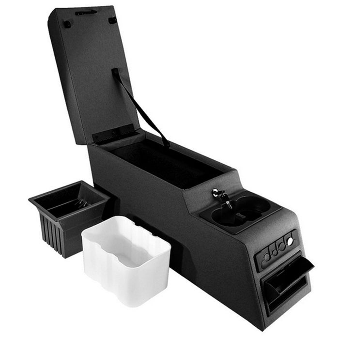 Rugged Ridge 13102.01 Locking Console; L 27.25 in. x W 8.75 in. x H 12.5 in.; Black; - Truck Part Superstore