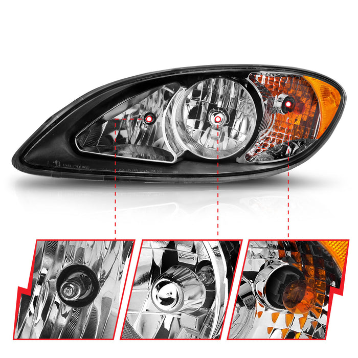 Anzo USA 131032 Crystal Headlight Set; Clear Lens; Black Housing; - Truck Part Superstore