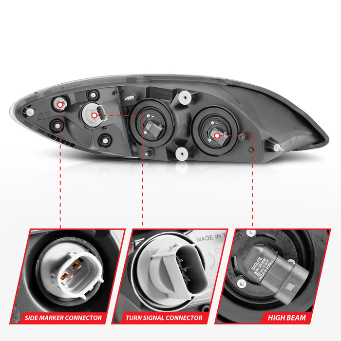 Anzo USA 131032 Crystal Headlight Set; Clear Lens; Black Housing; - Truck Part Superstore