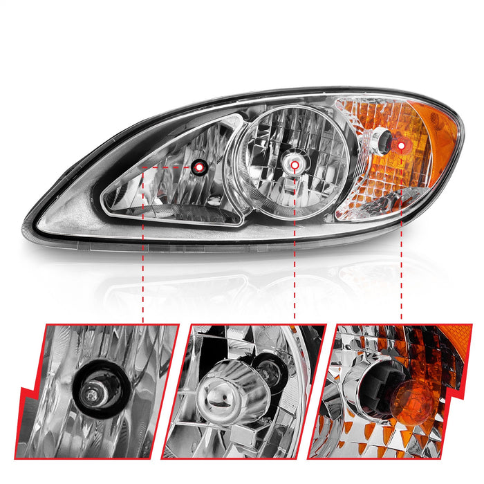 Anzo USA 131033 Crystal Headlight Set; Clear Lens; Chrome Housing; - Truck Part Superstore