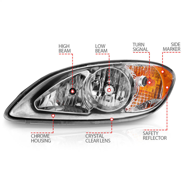 Anzo USA 131033 Crystal Headlight Set; Clear Lens; Chrome Housing; - Truck Part Superstore