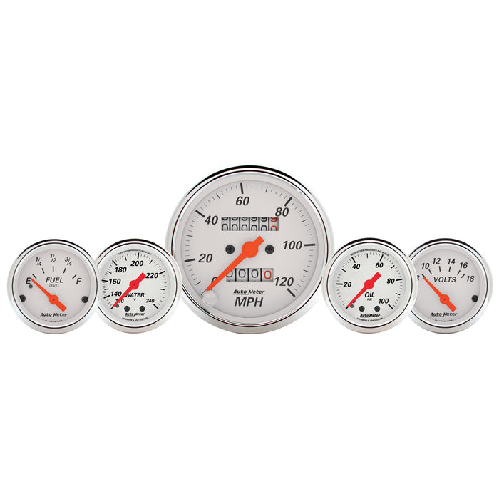 AutoMeter 1311 GAUGE KIT; 5 PC.; 3 1/8in./2 1/16in.; MECH. SPEEDO.; WTMP/OILP; ARCTIC WHT - Truck Part Superstore
