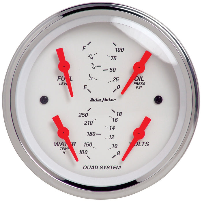 AutoMeter 1308 2 PC. GAUGE KIT; 3-3/8in. QUAD/SPEEDOMETER; 240-33 O; ARCTIC WHITE - Truck Part Superstore