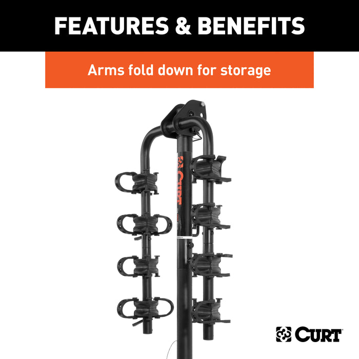 CURT 18030 Extendable Hitch-Mounted Bike Rack (2 or 4 Bikes; 1-1/4in. or 2in. Shank) - Truck Part Superstore