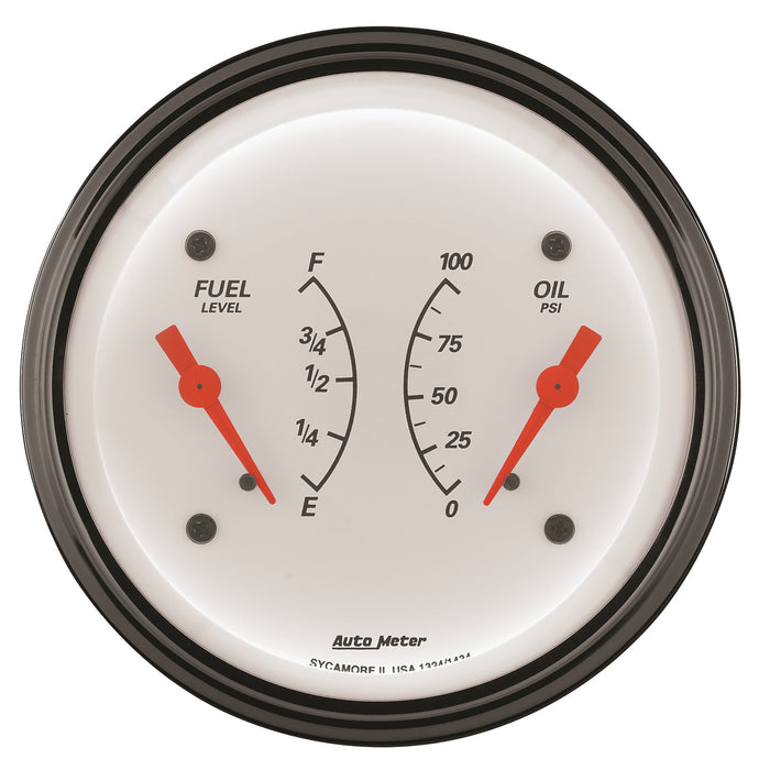 AutoMeter 1313 GAUGE; DUAL; FUEL/OILP; 3 3/8in.; 240OE-33OF/100PSI; ELEC; ARCTIC WHITE - Truck Part Superstore
