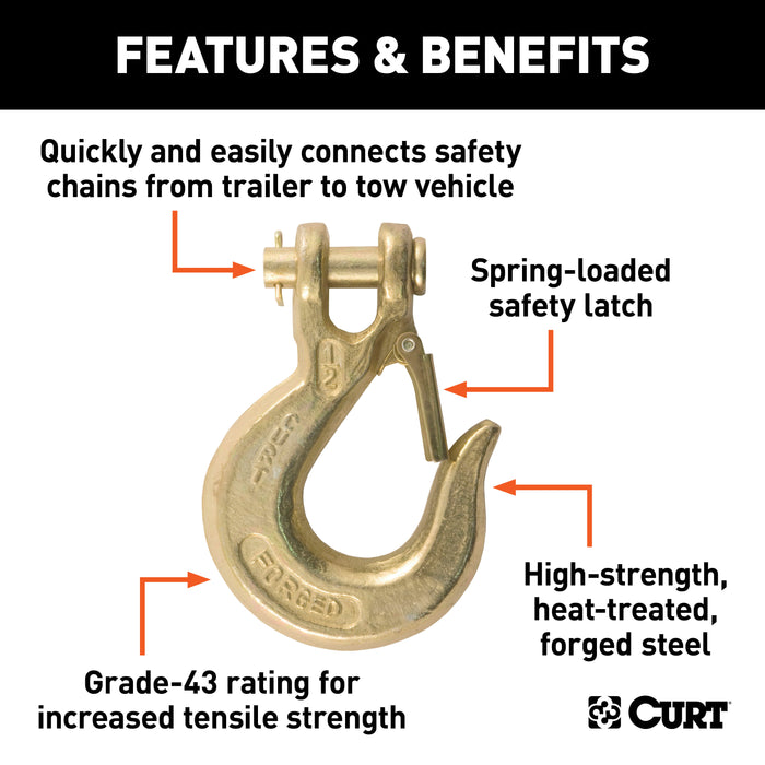 CURT 81910 1/2in. Safety Latch Clevis Hook (35;000 lbs; 1/2in. Pin) - Truck Part Superstore