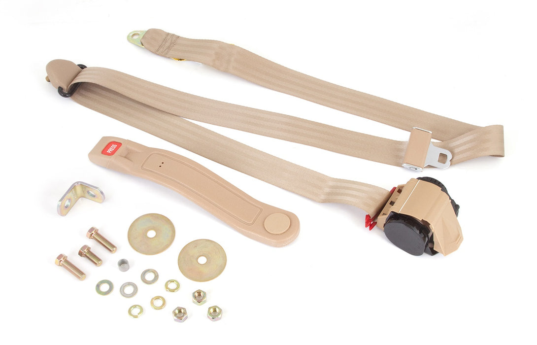 Omix 13202.22 Seat Belt; 3 Point; Tan; Belt Mounting Hardware Included; - Truck Part Superstore