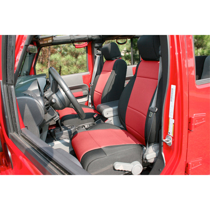 Rugged Ridge 13215.53 Custom Neoprene Seat Cover; Pair; Black w/Red Inserts; - Truck Part Superstore