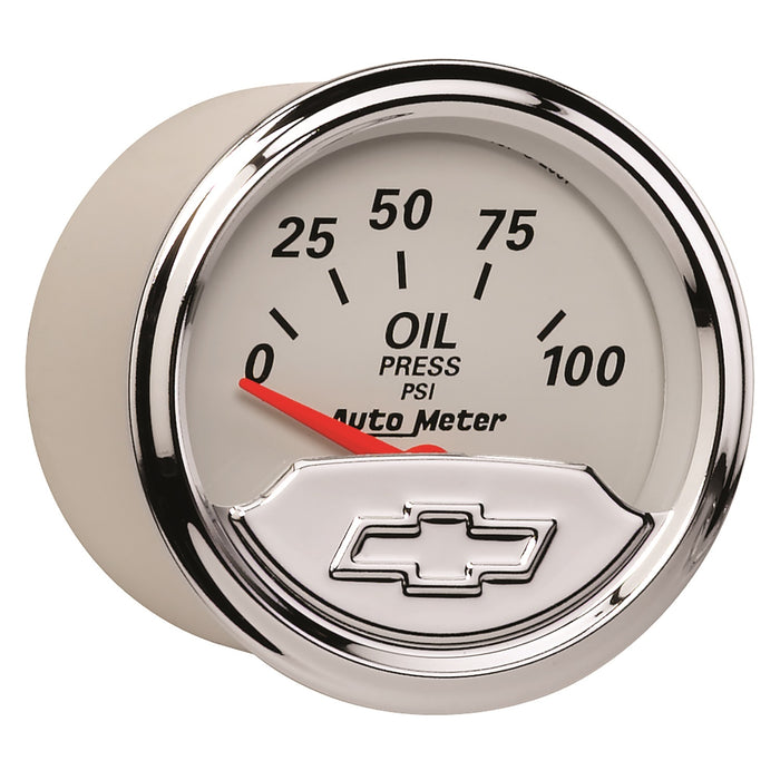 AutoMeter 1327-00408 GAUGE; OIL PRESS; 2 1/16in.; 100PSI; ELEC; CHEVROLET HERITAGE BOWTIE - Truck Part Superstore