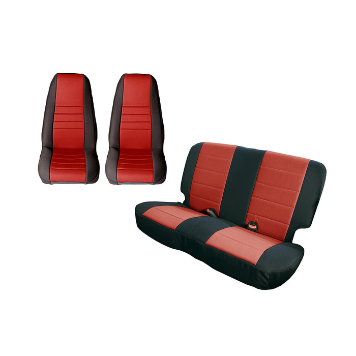 Rugged Ridge 13290.53 Seat Cover Kit; Black/Red; - Truck Part Superstore