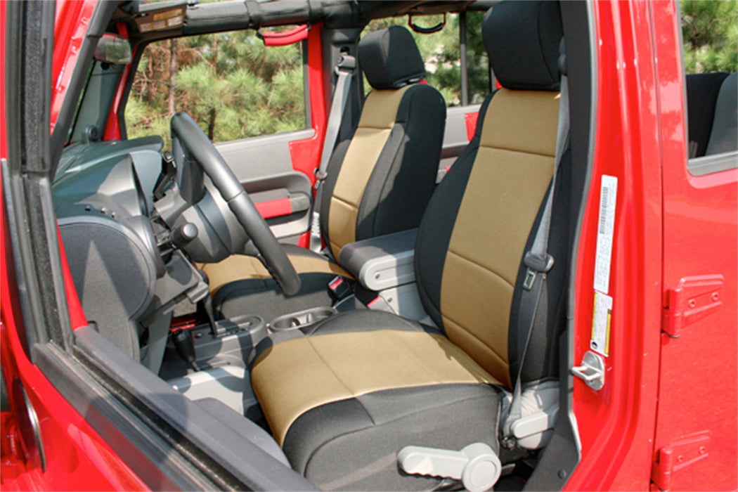 Rugged Ridge 13297.04 Seat Cover Kit; Black/Tan; - Truck Part Superstore