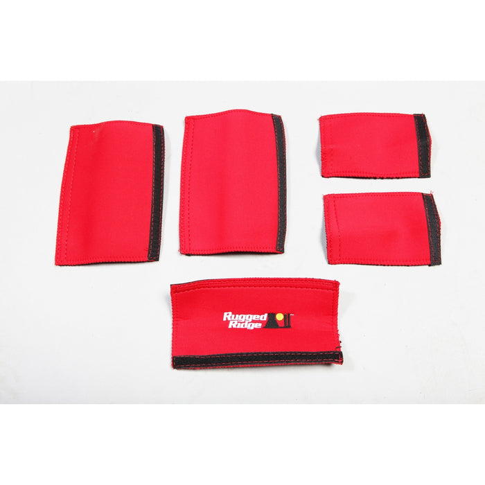 Rugged Ridge 13305.55 Grab/Door Handle Cover Kit; Incl. 1 Grab Handle/4 Door Handles; Red; - Truck Part Superstore